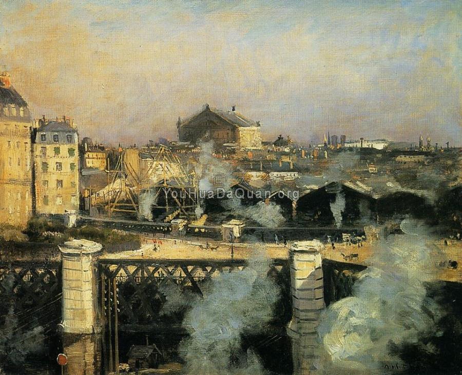 The Pont de l'Europe and the Gare Saint-Lazare with Scaffold - 诺伯特·贡纽特